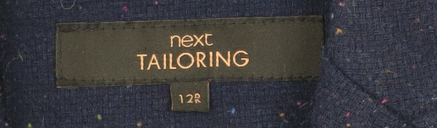 Next Women Blue Wool Blend Tweed Blazer Size 12 Regular Fit