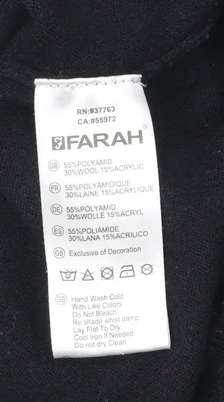 Farah Vintage Men’s Black Polo Shirt M Short Sleeve Wool Blend