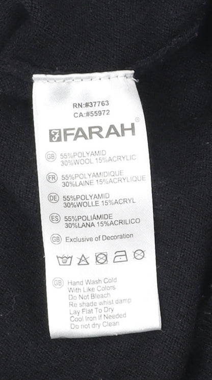 Farah Vintage Men’s Black Polo Shirt M Short Sleeve Wool Blend