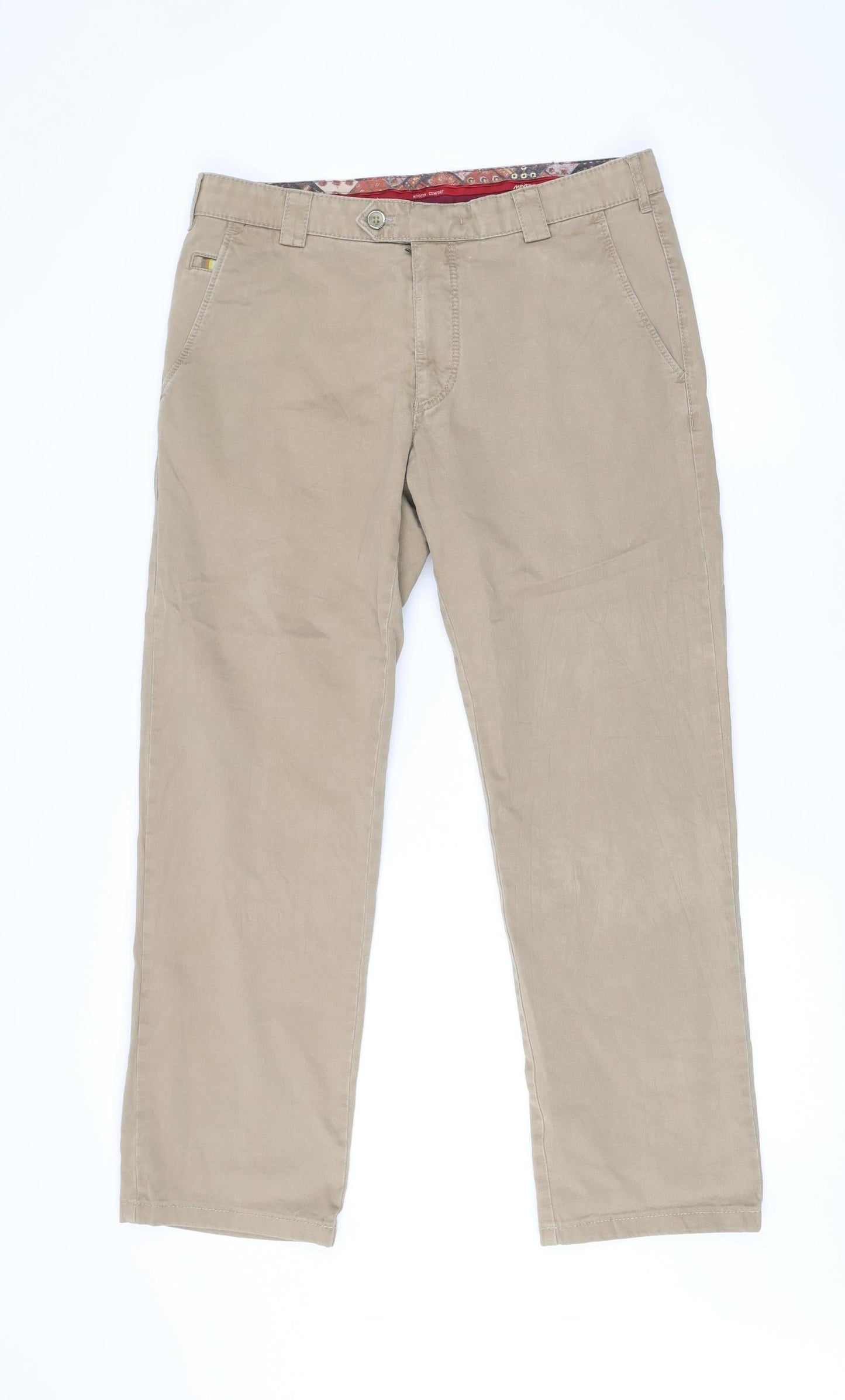 Brigdens Men's Beige Chino Trousers 34/34 Cotton Blend Straight Leg