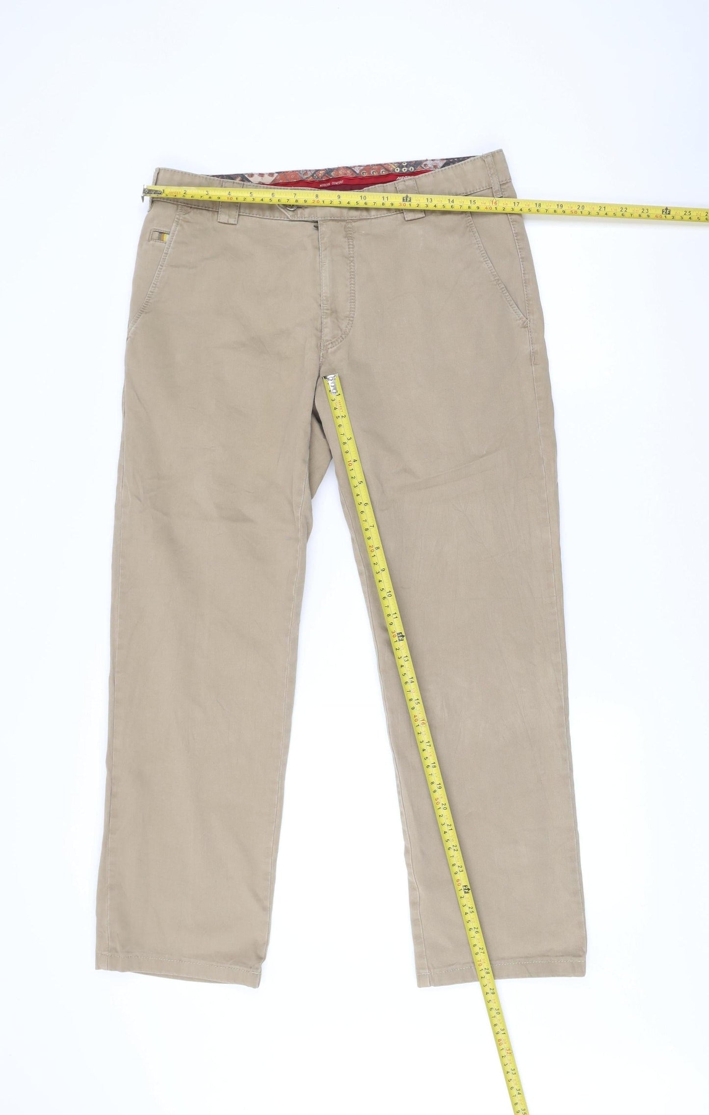 Brigdens Men's Beige Chino Trousers 34/34 Cotton Blend Straight Leg