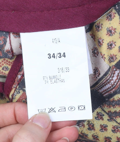 Brigdens Men's Beige Chino Trousers 34/34 Cotton Blend Straight Leg