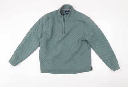 Oxford Men’s Green L Quilted 1/4 Zip Pullover Jumper