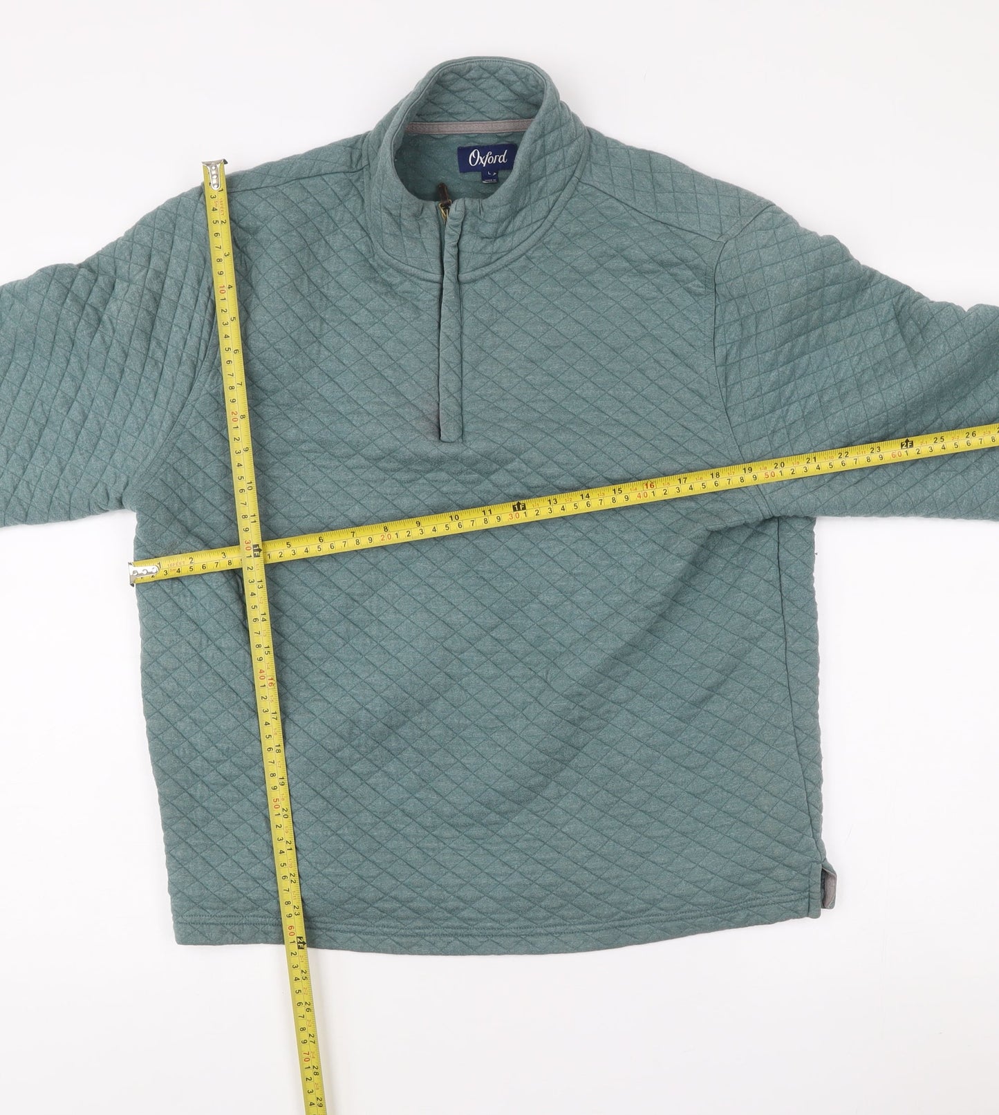 Oxford Men’s Green L Quilted 1/4 Zip Pullover Jumper