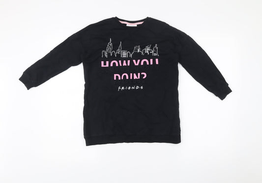 George Girls Friends Black Long Sleeve T-Shirt 5-6 Years Graphic Pullover