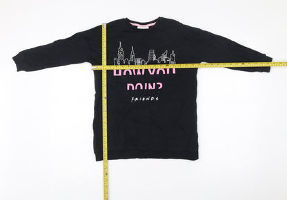 George Girls Friends Black Long Sleeve T-Shirt 5-6 Years Graphic Pullover
