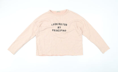 Zara Trafaluc Women Beige S Pullover Sweatshirt Graphic Print