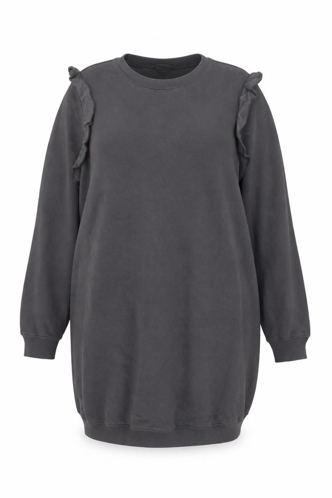 New Look Women’s Grey Long Sleeve Ruffle Sweater Dress Size 14