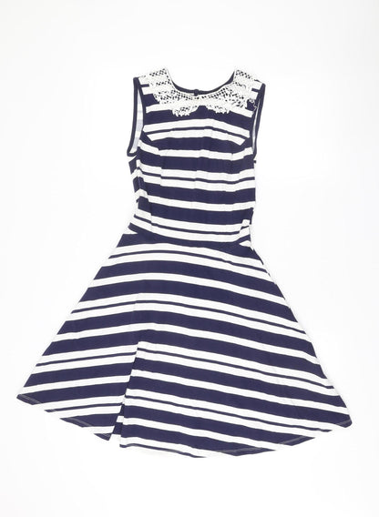 Dorothy Perkins Women’s Blue White Striped A-Line Dress Size 6