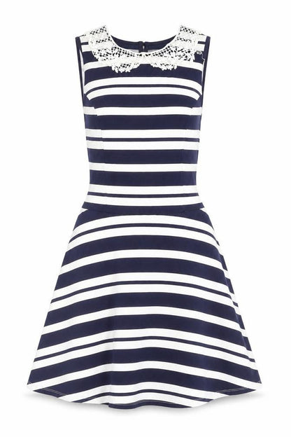 Dorothy Perkins Women’s Blue White Striped A-Line Dress Size 6