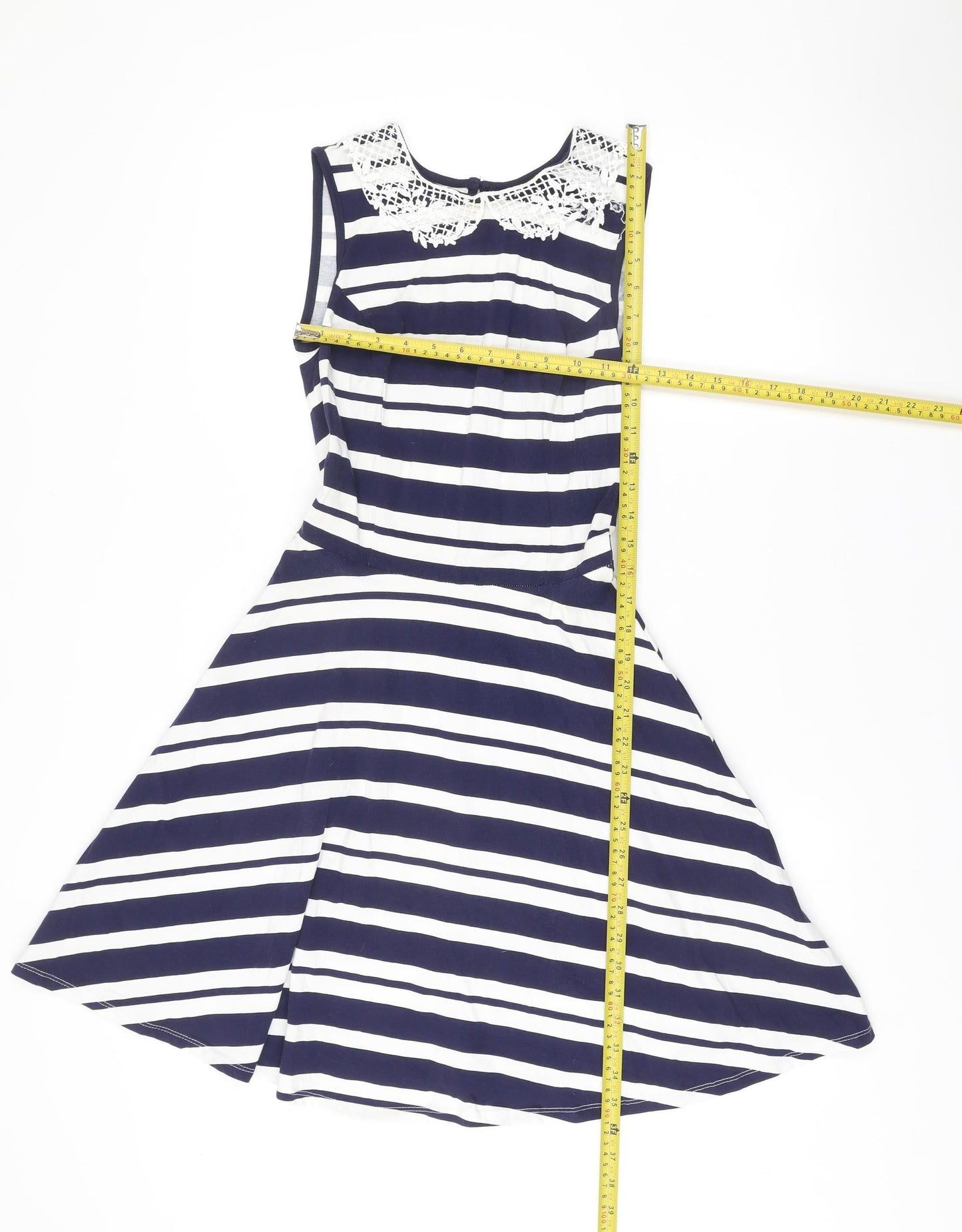 Dorothy Perkins Women’s Blue White Striped A-Line Dress Size 6