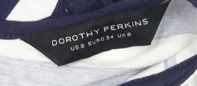 Dorothy Perkins Women’s Blue White Striped A-Line Dress Size 6