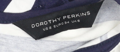 Dorothy Perkins Women’s Blue White Striped A-Line Dress Size 6