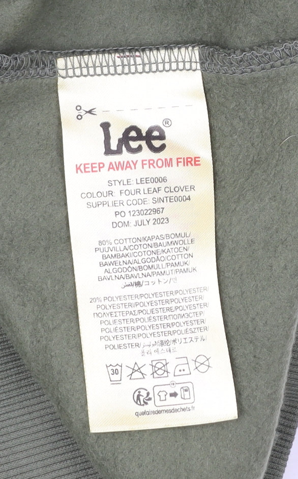 Lee Boys Green Logo Sweatshirt 10-11 Years Crew Neck Pullover Regular Fit