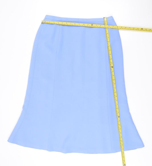 Jacques Vert Women Blue Size 16 Knee Length Pencil Skirt Polyester