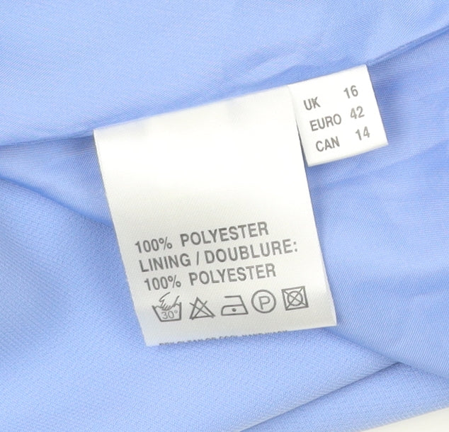 Jacques Vert Women Blue Size 16 Knee Length Pencil Skirt Polyester