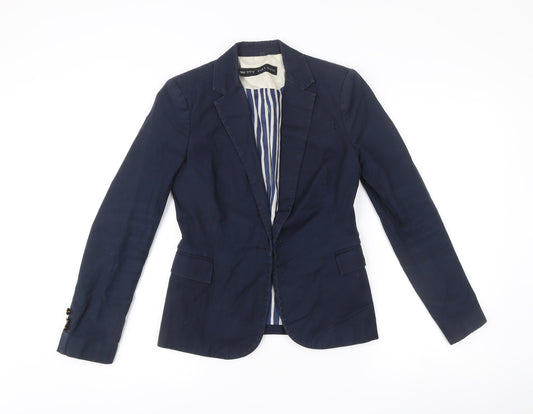 Zara Basic Women’s Blue Cotton Blend Slim Fit Blazer Jacket S