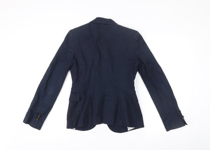 Zara Basic Women’s Blue Cotton Blend Slim Fit Blazer Jacket S