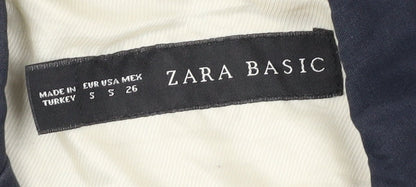 Zara Basic Women’s Blue Cotton Blend Slim Fit Blazer Jacket S