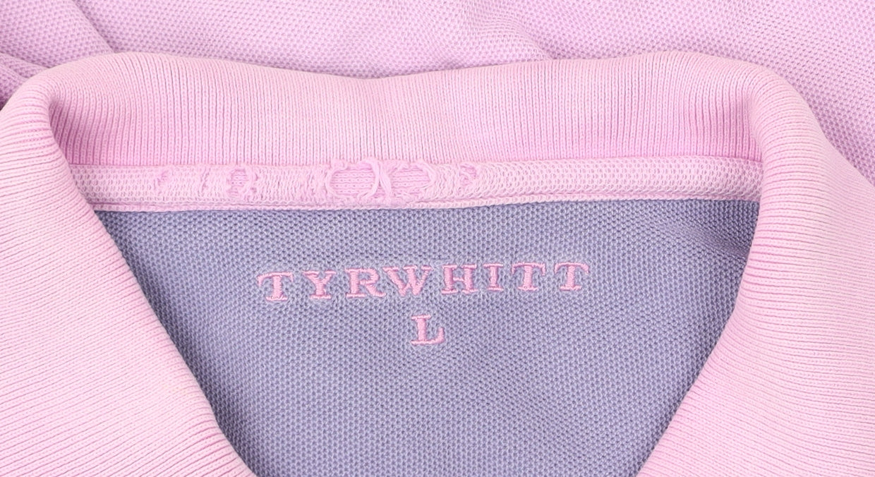 Tyrwhitt Men’s Pink Cotton Polo Shirt L Short Sleeve Classic Fit