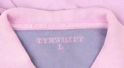 Tyrwhitt Men’s Pink Cotton Polo Shirt L Short Sleeve Classic Fit