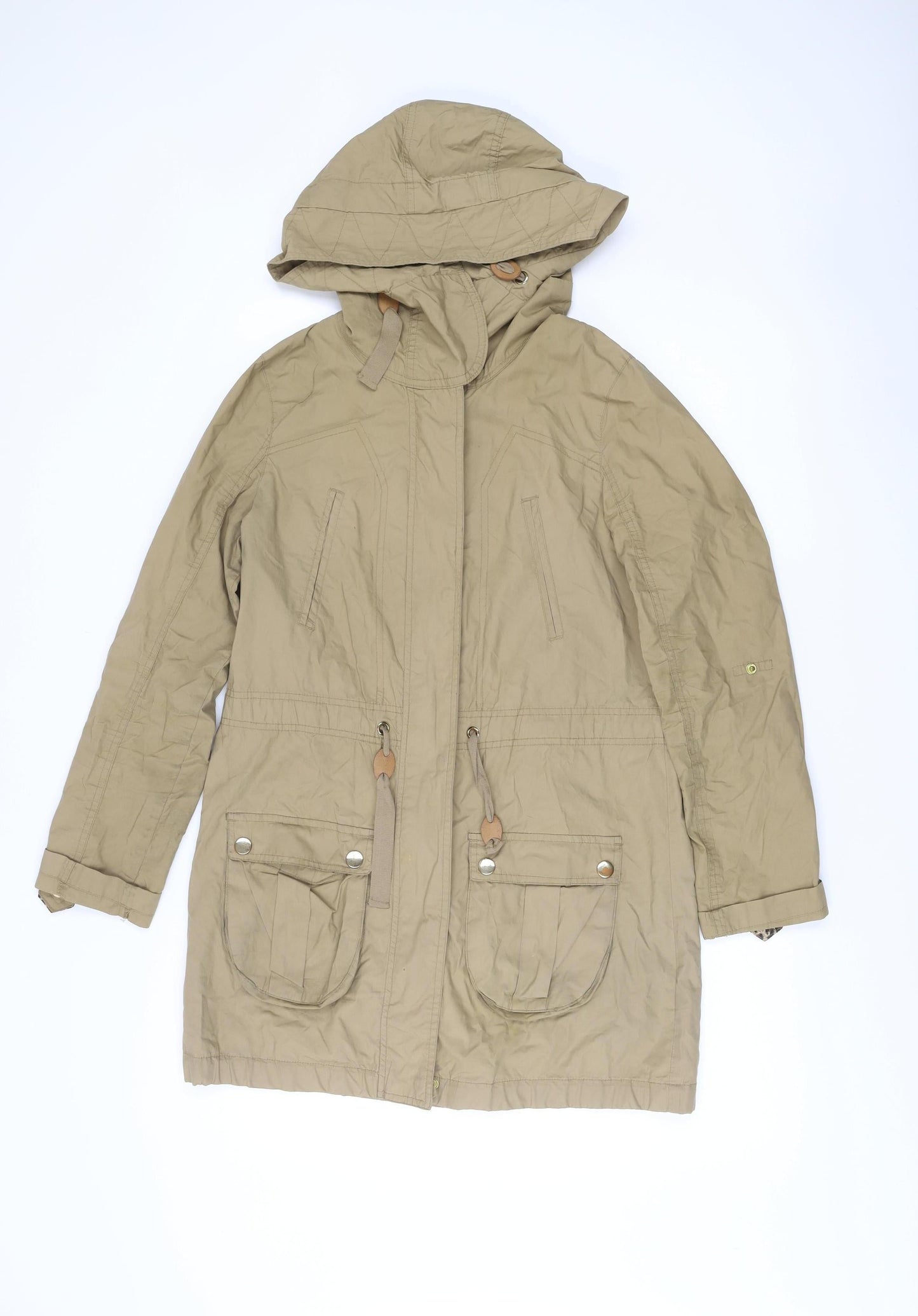 Atmosphere Women’s Beige Parka Jacket Size 8 Cotton Hooded Casual