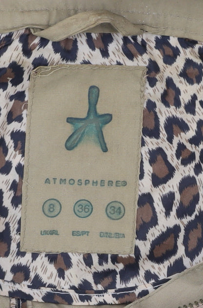 Atmosphere Women’s Beige Parka Jacket Size 8 Cotton Hooded Casual