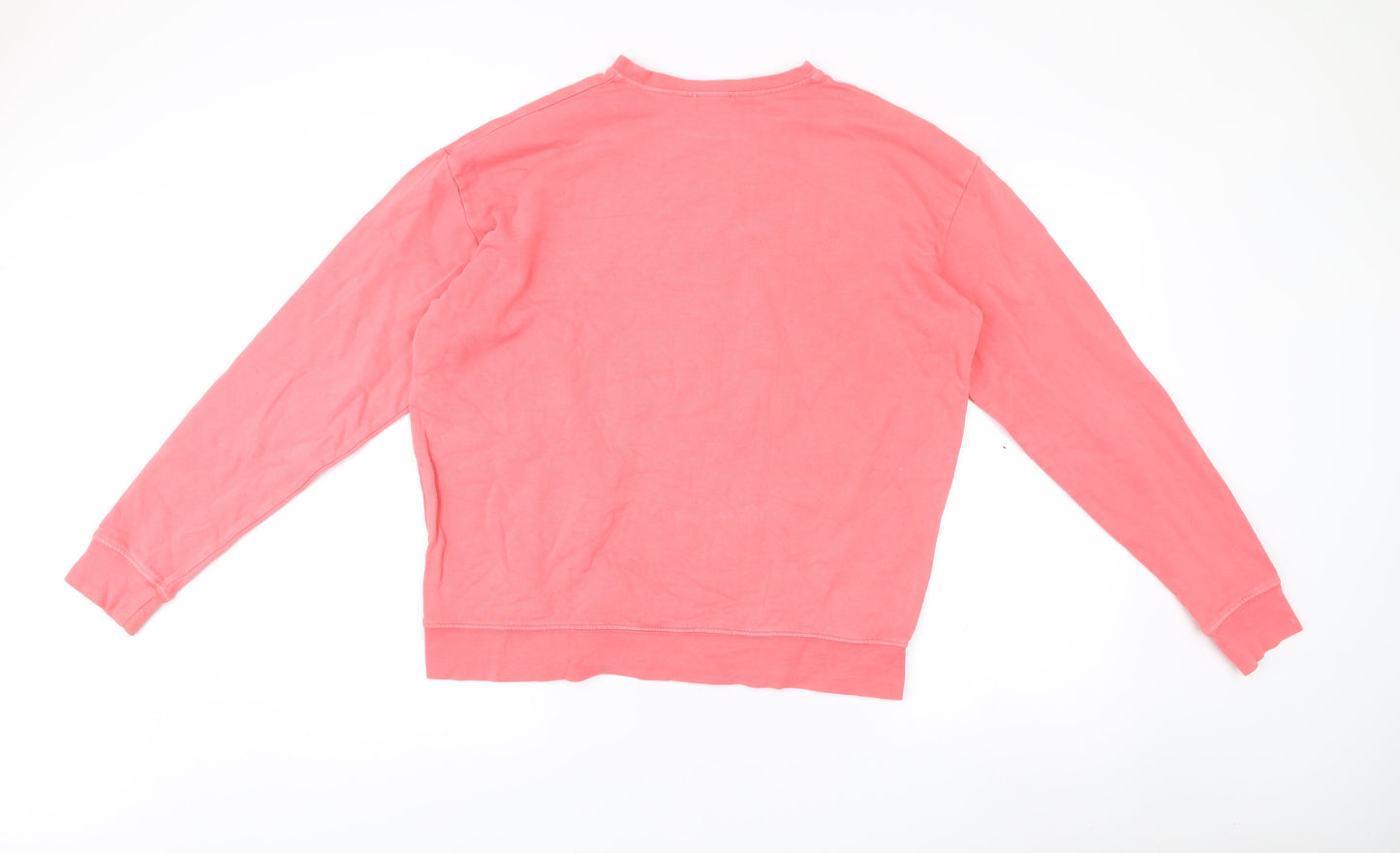 Topshop Womens Pink Cotton Pullover Sweatshirt S Logo Print Casual