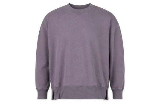 Front view of Kirkland Signature unisex purple xl pullover sweatshirt fleece crew neck