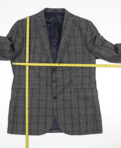 John Lewis Men's Grey Checked Wool Blazer 46L Regular Fit Jacket