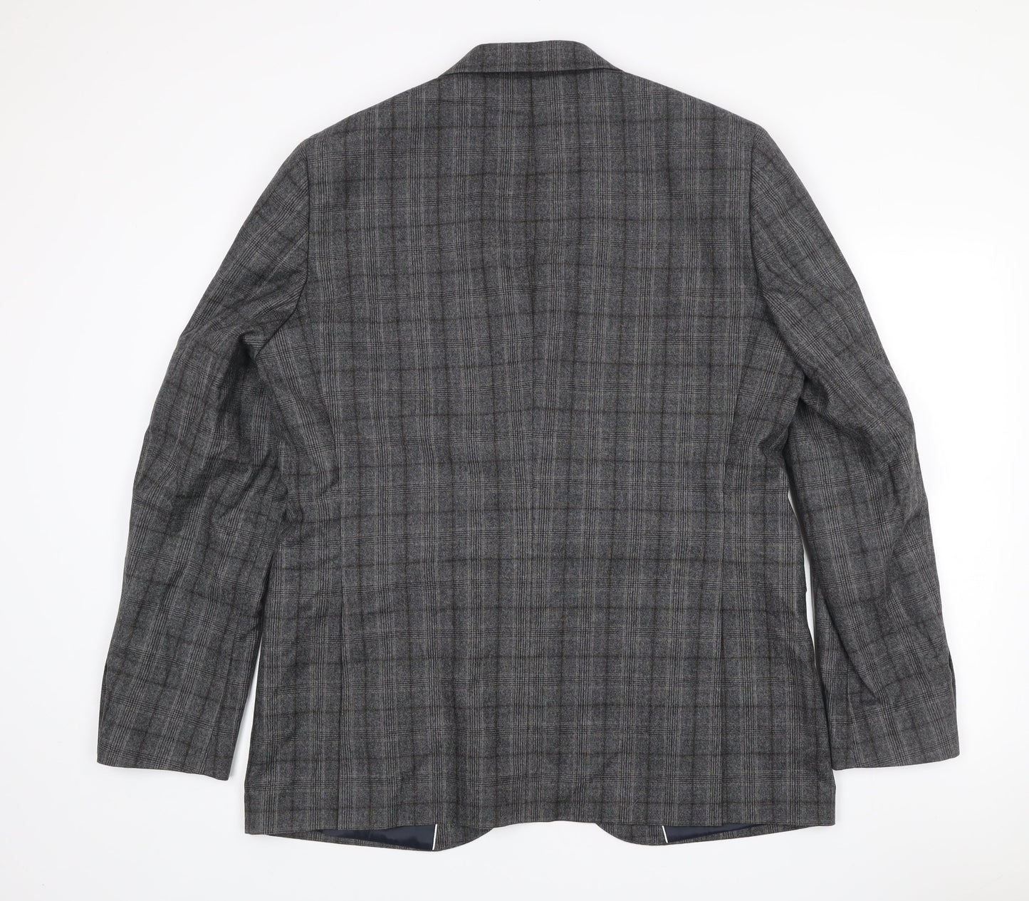 John Lewis Men's Grey Checked Wool Blazer 46L Regular Fit Jacket