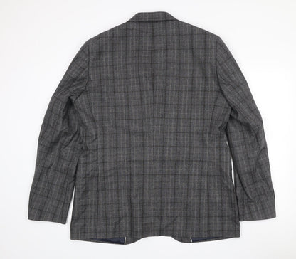 John Lewis Men's Grey Checked Wool Blazer 46L Regular Fit Jacket