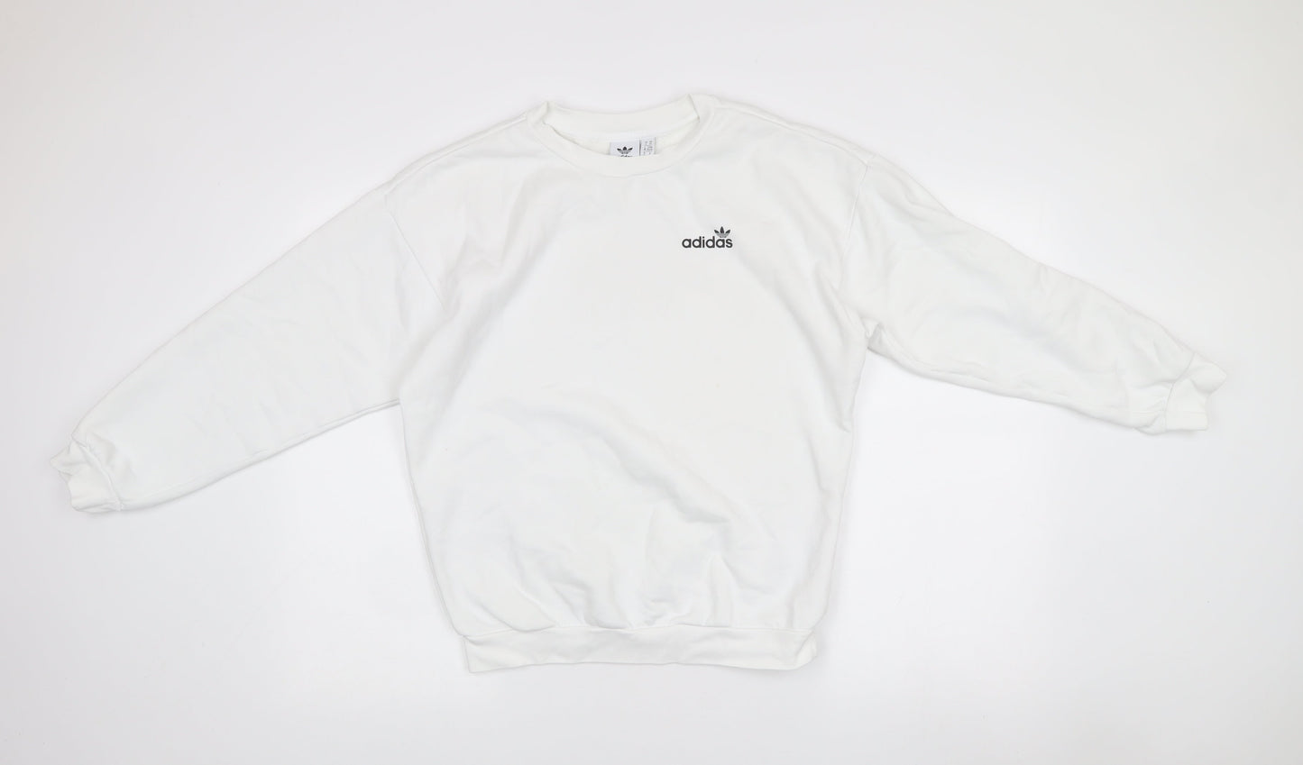 Adidas Womens White XS Pullover Logo Sweatshirt Long Sleeve