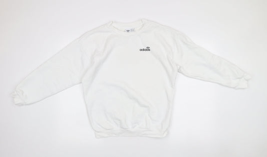 Adidas Womens White XS Pullover Logo Sweatshirt Long Sleeve