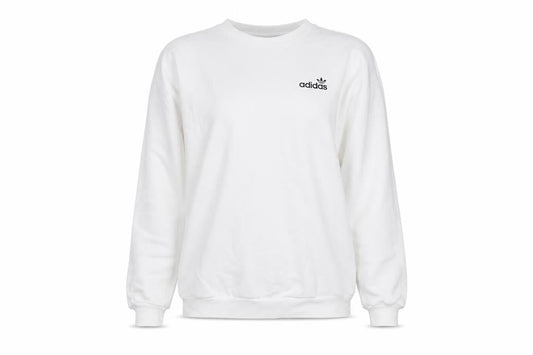 Front view of Adidas women’s white xs pullover logo sweatshirt long sleeve