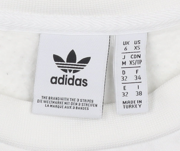 Adidas Womens White XS Pullover Logo Sweatshirt Long Sleeve