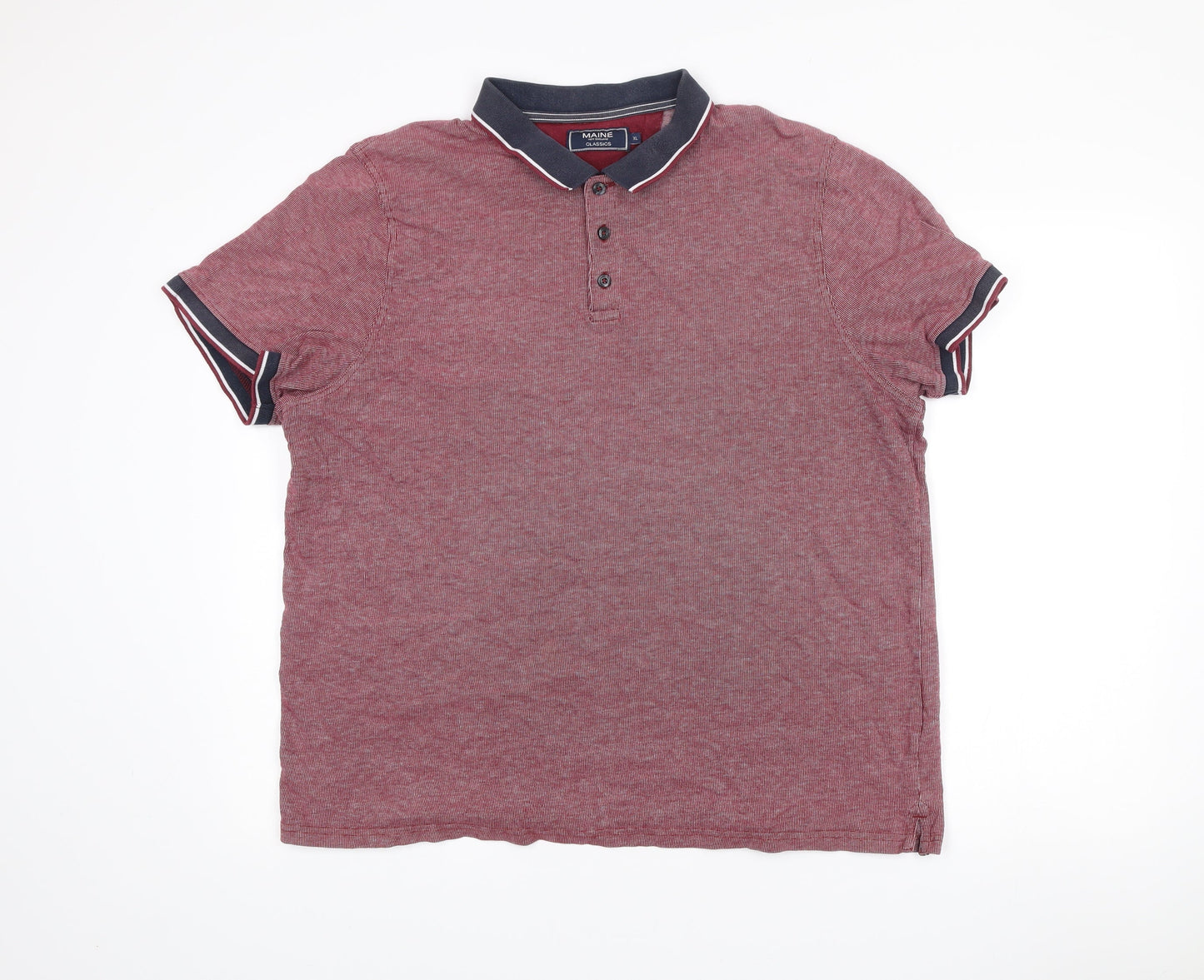 Maine New England Men's Red Cotton XL Classic Polo Shirt