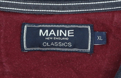 Maine New England Men's Red Cotton XL Classic Polo Shirt