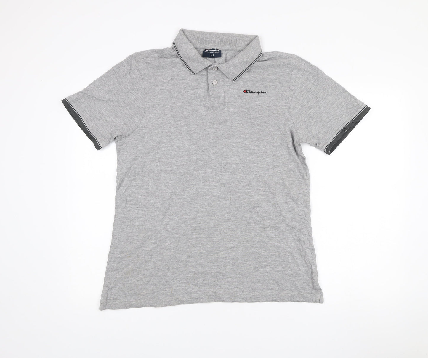 Champion Men’s Grey Polo Shirt L Regular Fit Short Sleeve