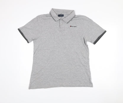 Champion Men’s Grey Polo Shirt L Regular Fit Short Sleeve