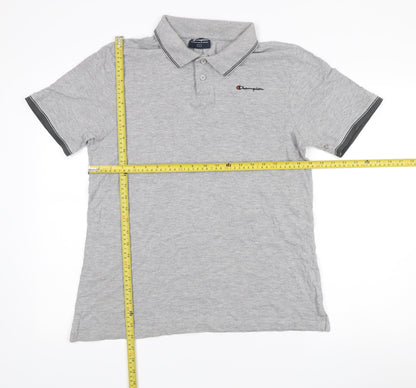 Champion Men’s Grey Polo Shirt L Regular Fit Short Sleeve
