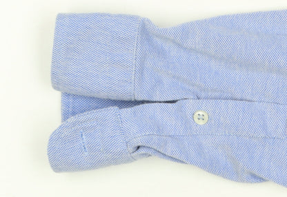 Zara Men's Blue Slim Fit Band Collar Long Sleeve Cotton Shirt M