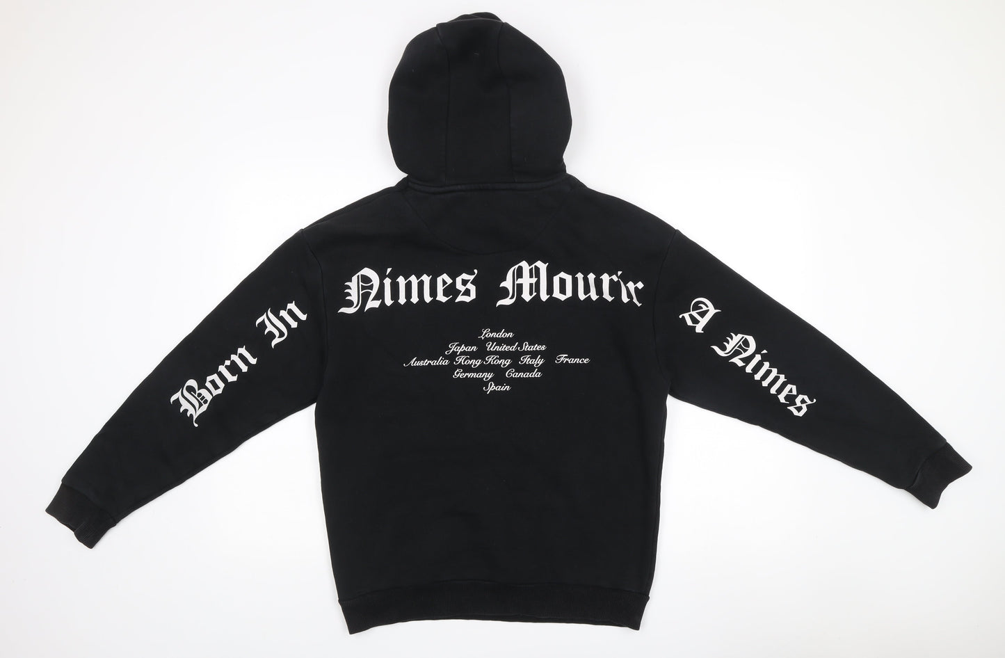 Mens UK Size XS Nimes Black Pullover Hoodie