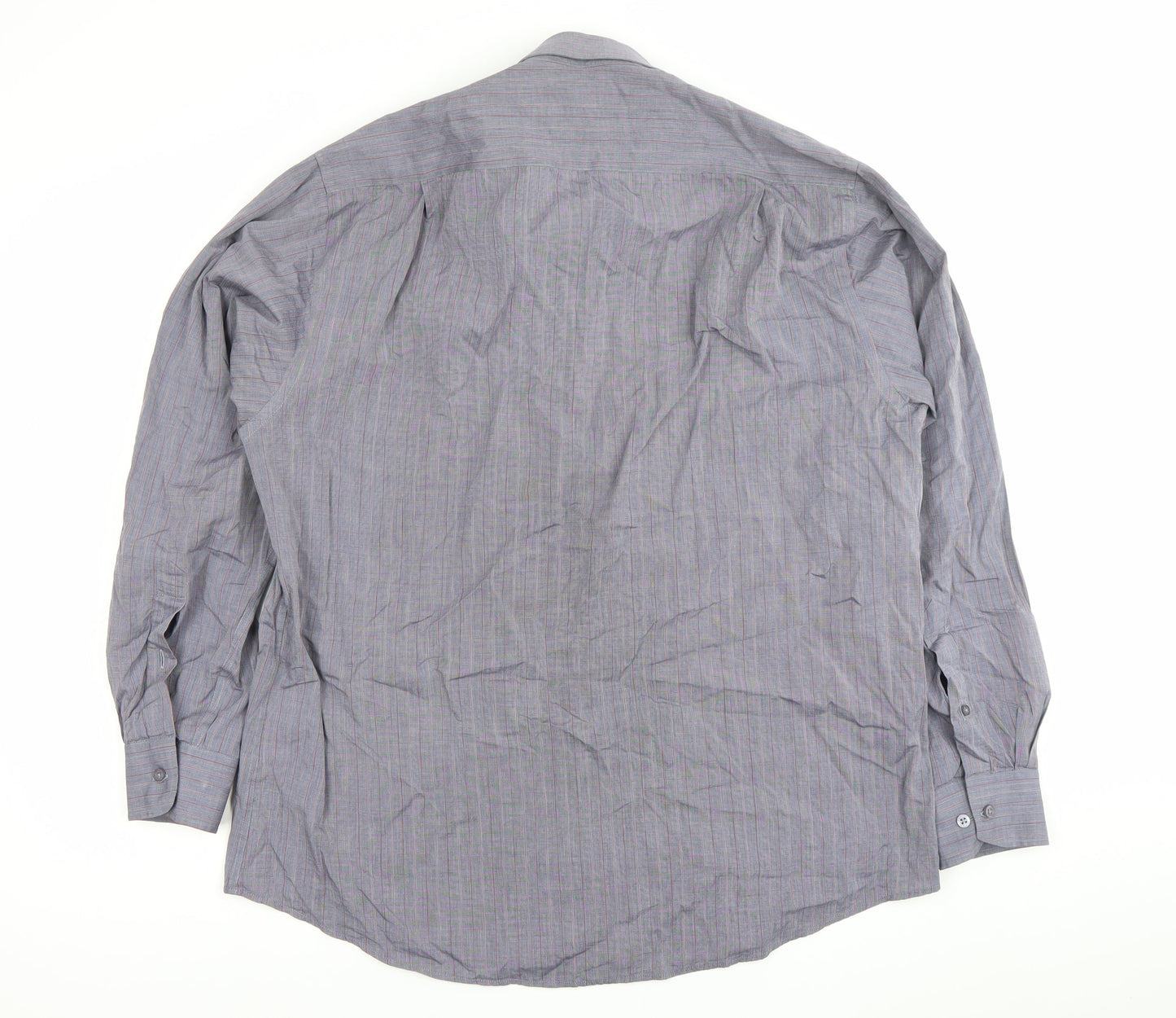 Unworth Black Men’s Grey Striped Cotton Formal Dress Shirt 16” Collar