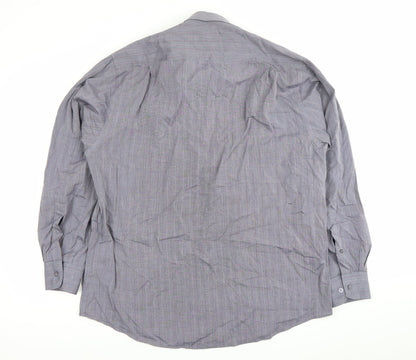 Unworth Black Men’s Grey Striped Cotton Formal Dress Shirt 16” Collar