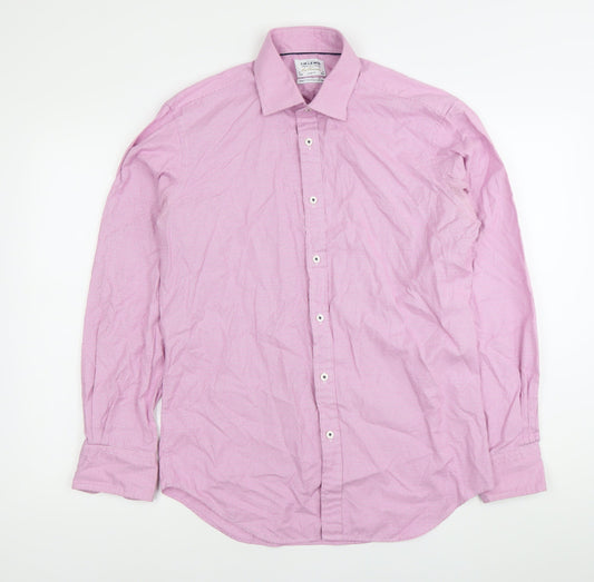 T.M. Lewin Men’s Pink Slim Fit Herringbone Long Sleeve Cotton Dress Shirt 16 41cm