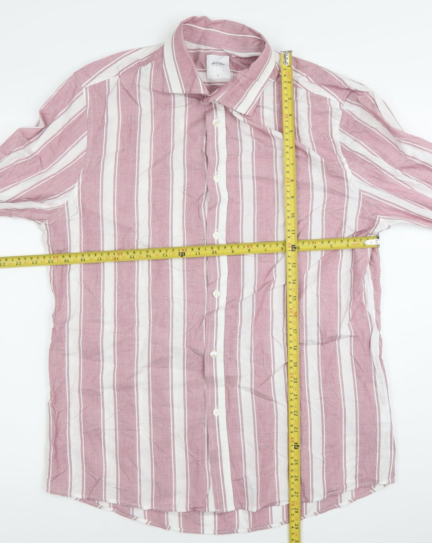 Mens UK Collar Size L Burton Menswear Smart Red  Dress Shirt