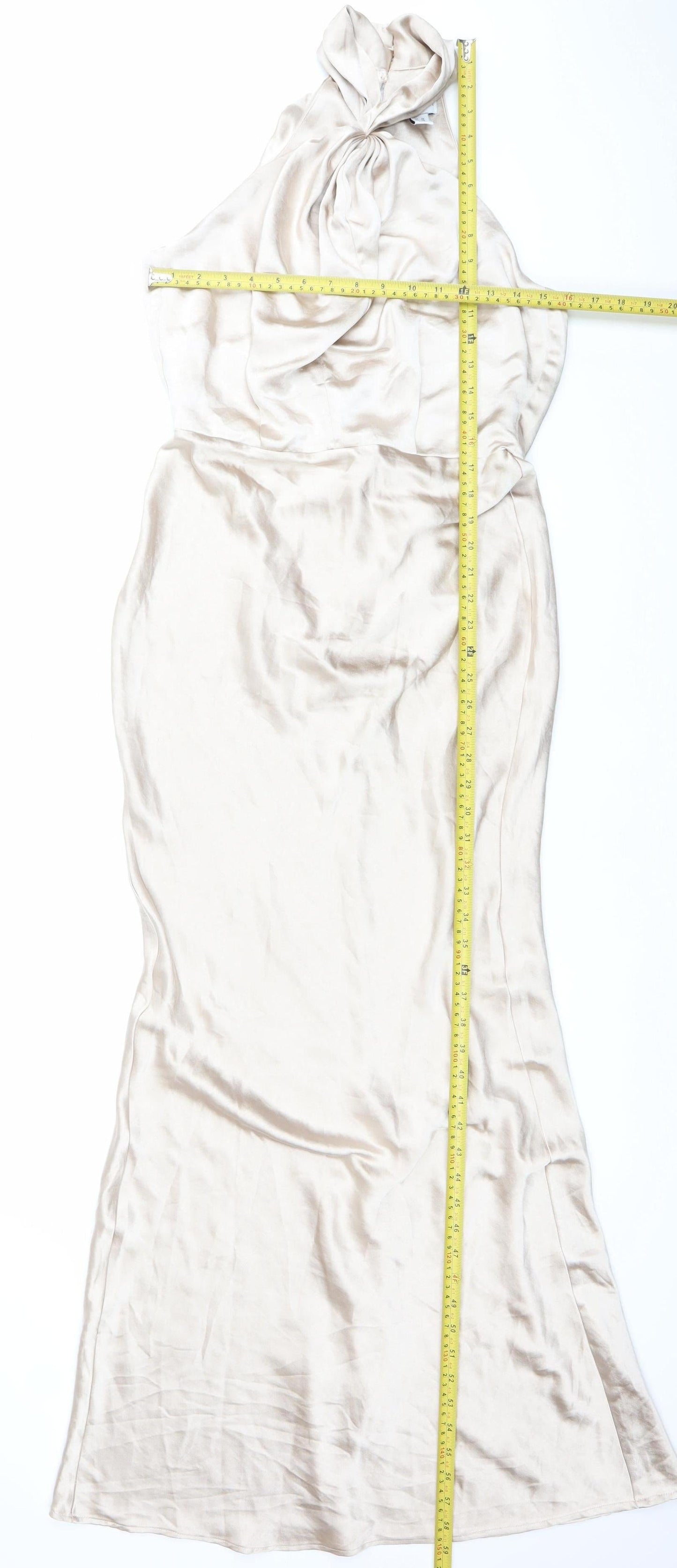 STYLECHEAT Women’s Beige Halter Slip Maxi Dress UK 10 Polyester