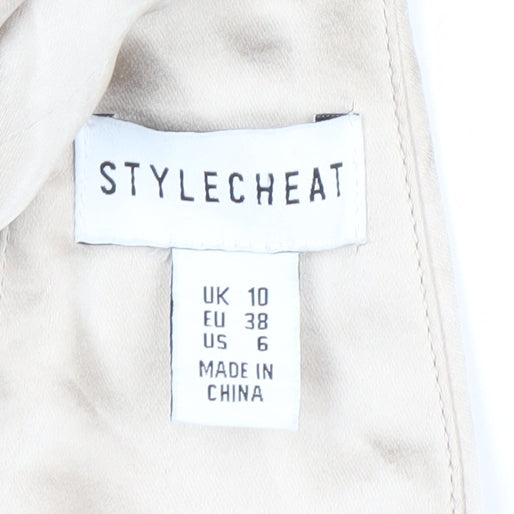 STYLECHEAT Women’s Beige Halter Slip Maxi Dress UK 10 Polyester