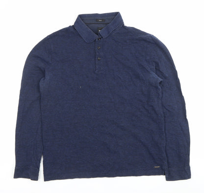 Hugo Boss Men’s Blue XL Long Sleeve Polo Shirt Cotton Stretch